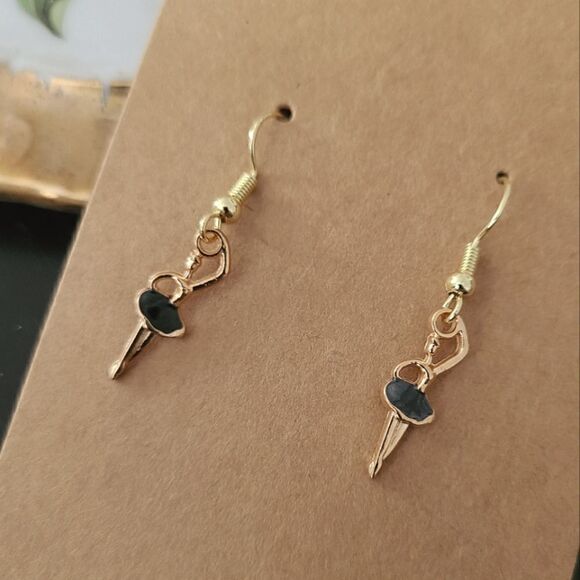 New Handcrafted Ballerina Dangle Earrings on 14K Gold Plated Hooks - Picture 1 of 1